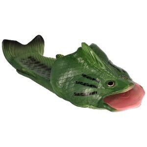 RIVERS EDGE Novelty Bass Fish Rubber Green Sandals Flip Flops Shoes 9/10